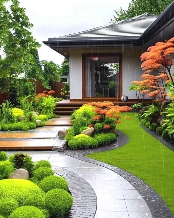 فضای سبز حیاط ویلا