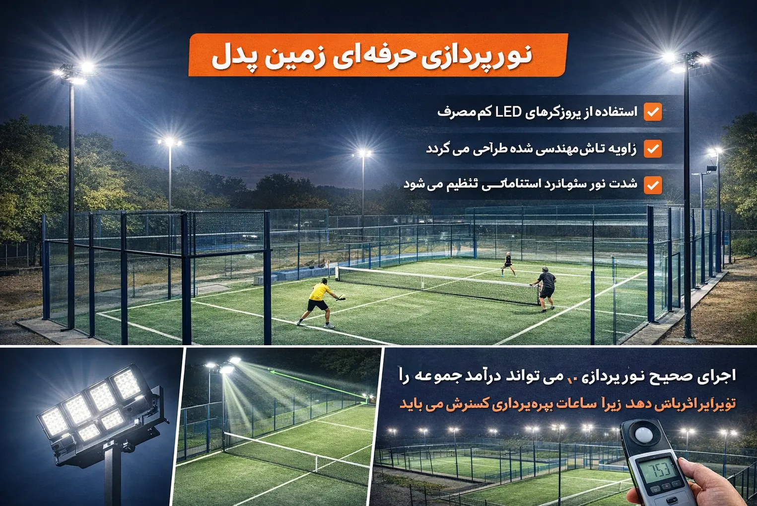 نورپردازی حرفهای زمین پدل